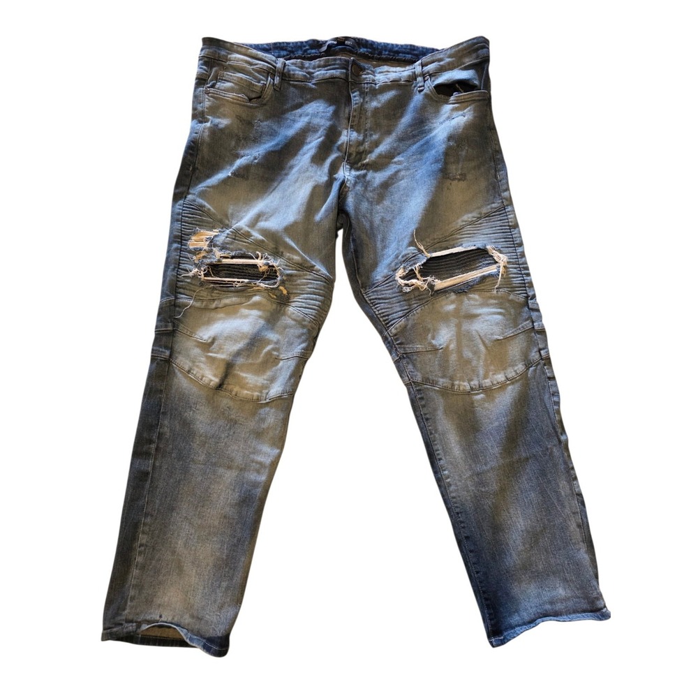 Jordan Craig Legacy Edition Aaron Jeans Men's 48x32 Blue Distressed Moto Biker